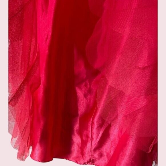 Masquerade coral color Strapless Ruffled Gown With Rhinestones Size 1/2 Prom Dre - Picture 8 of 15